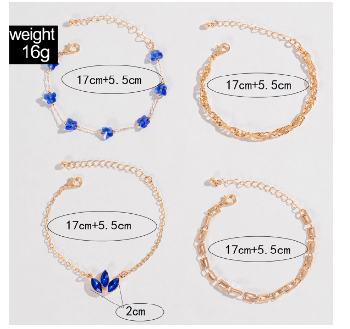 Blue Flower Love Butterfly Bracelet Set: Stylish and Elegant - Minihomy