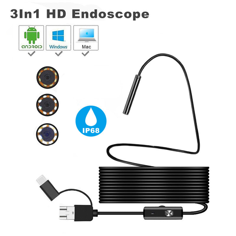 Endoscope 3-in-1 USB Micro USB Type-C Borescope Inspection Camera - Minihomy