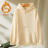 Men's And Women's Casual Fleece And Thick Solid Color Hooded Sweater - Minihomy