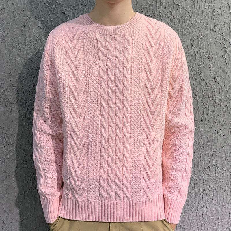 Men's Knitting Thick Yarn Fried Dough Twists Sweater: Cozy Comfort with Contemporary Style - Minihomy