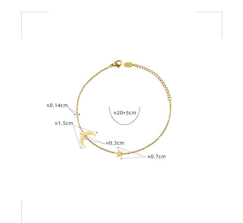 Niche Commuter Non-fading Moon Asterism Pendant Anklet - Minihomy