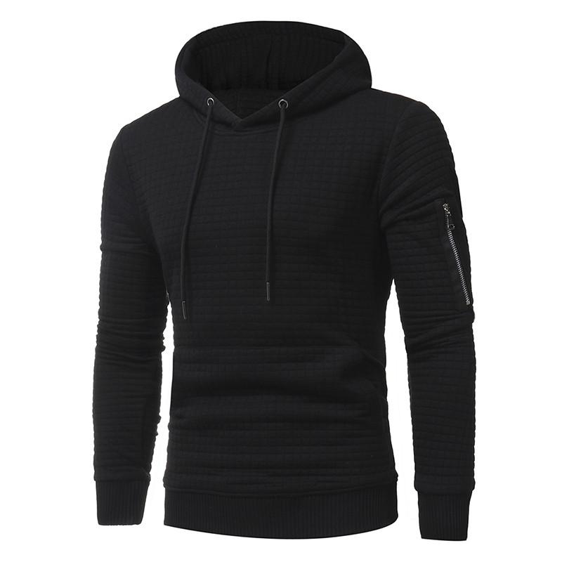 Men Sweatshirt Hoodie With Arm Zipper Long Sleeve Slim Tops - Minihomy