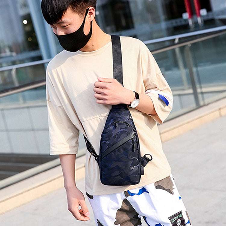 Camouflage Chest Bags Men Crossbody Bag With Headphone Hole - Minihomy