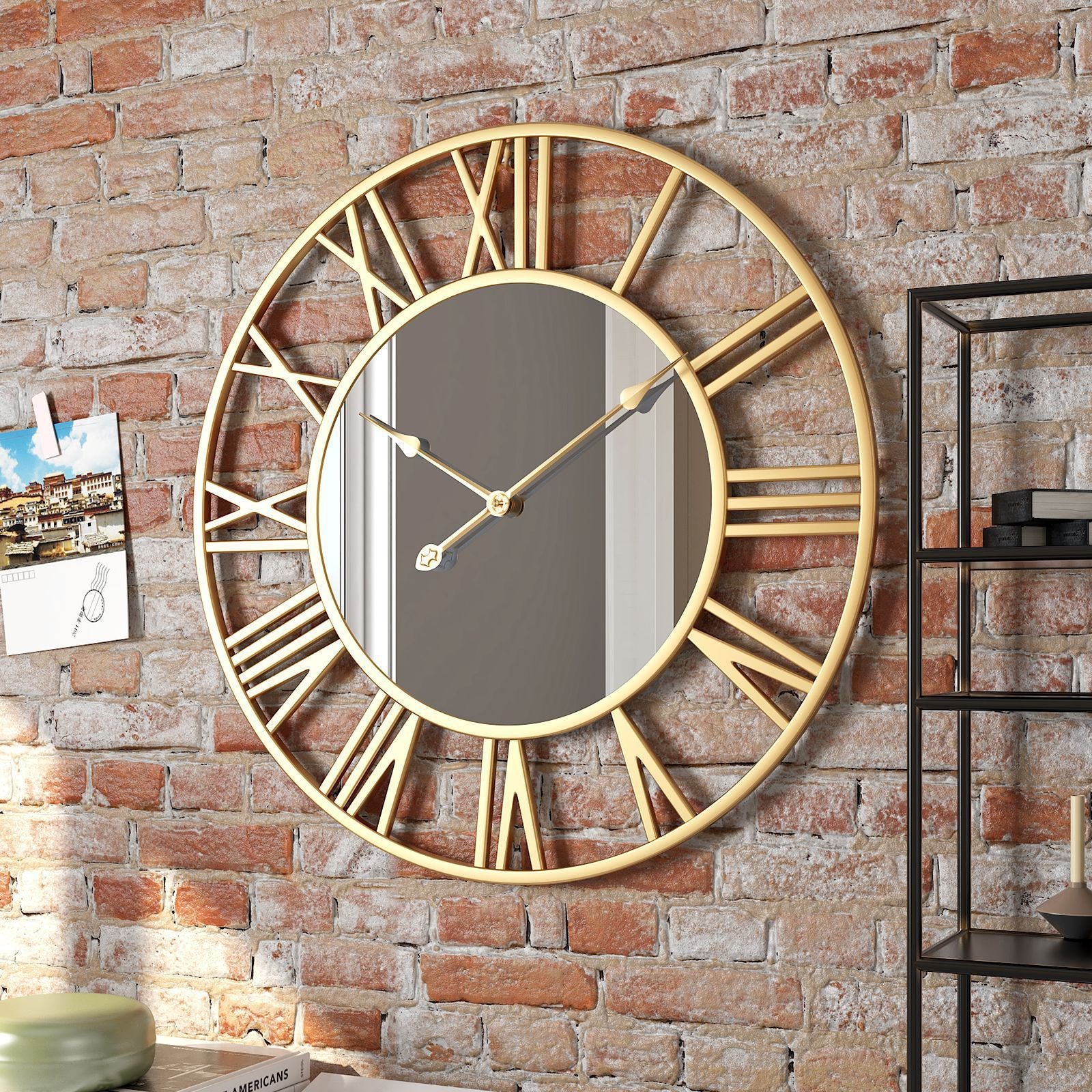 Round Wrought Iron Mirror Clock Wrought Iron Wall Clock