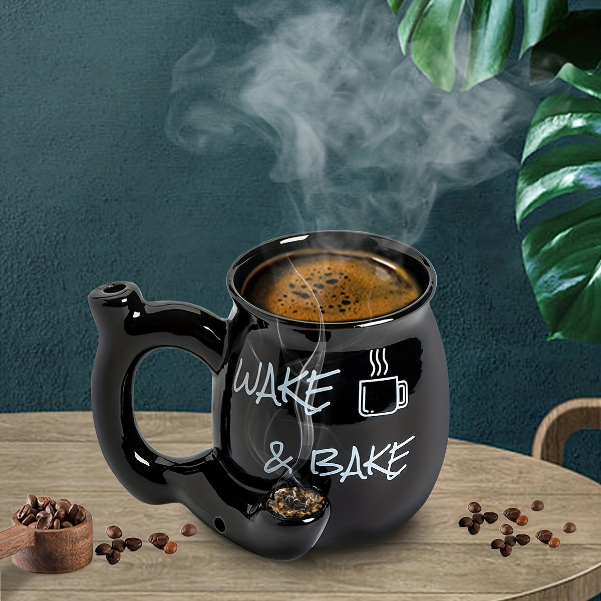 Ceramic Coffee Cup with Lid & Ashtray - Multifunctional Smoking Mug - Minihomy