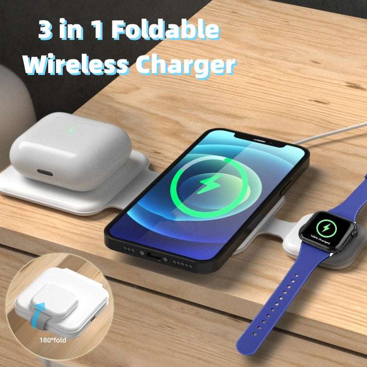 3-in-1 Magnetic Foldable Wireless Charger Station - Minihomy