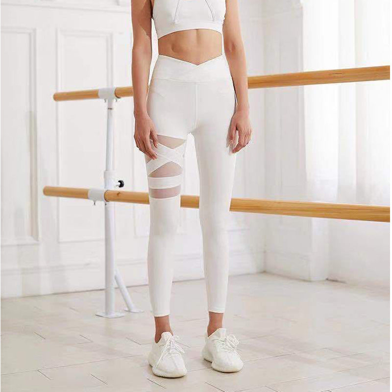 Gym Leggings Cross High Waist Yoga Pants - Minihomy