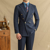 Breathable Seersucker Half-lined Non-iron Double-breasted Jacket - Minihomy