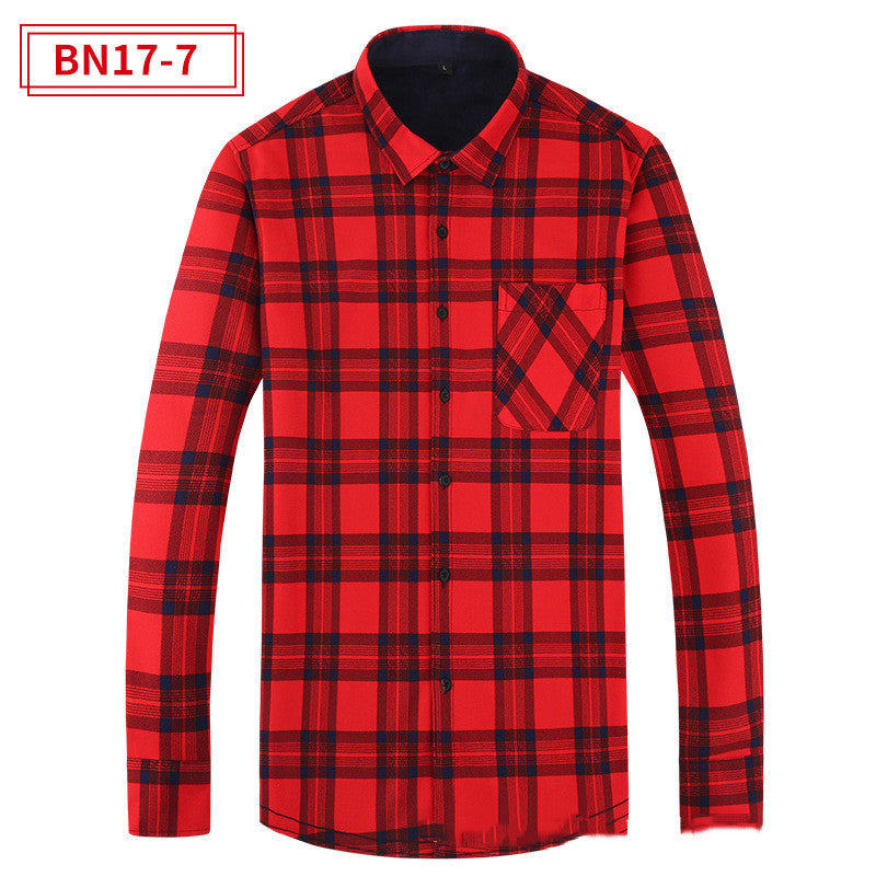 Men's Leisure Warm Plaid Shirt Coat - Minihomy