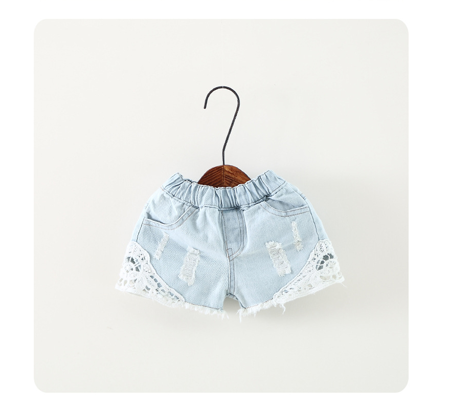 Children's Denim Shorts Lace Shorts - Minihomy