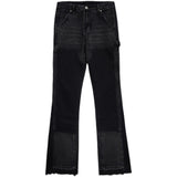 Micro Flared Patchwork Raw Edge Jeans - Minihomy