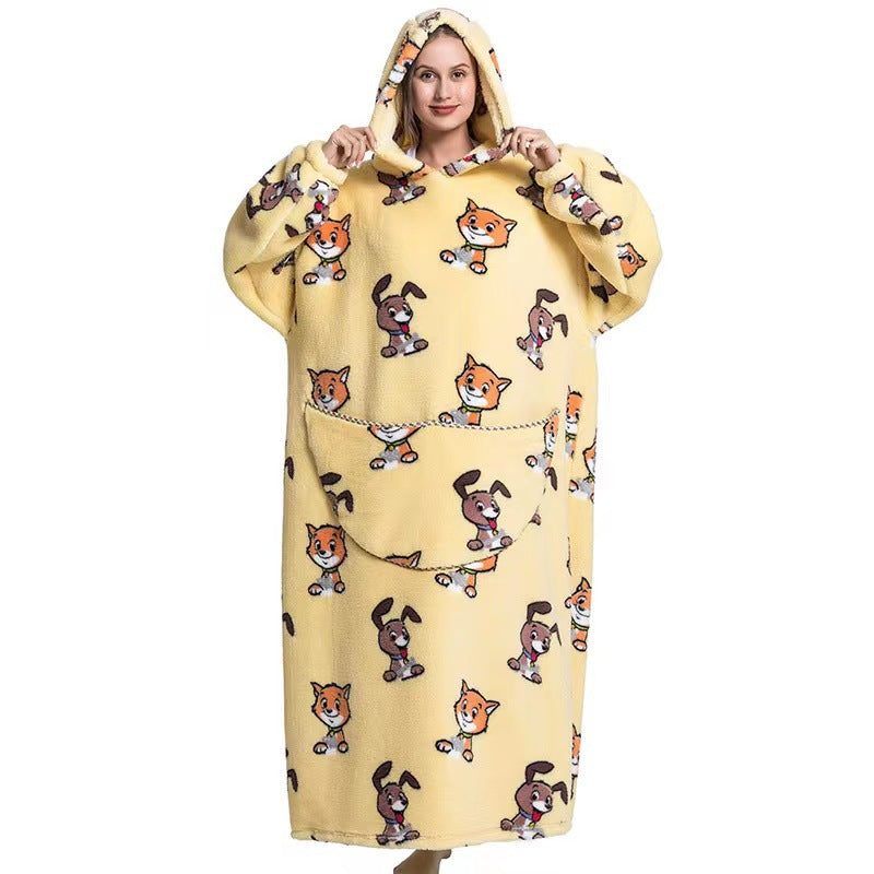 Fleece Hooded Wearable Blanket Sweatshirt - Minihomy