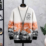 Patchwork Hip Hop Crew Neck Sweater Mens - Minihomy