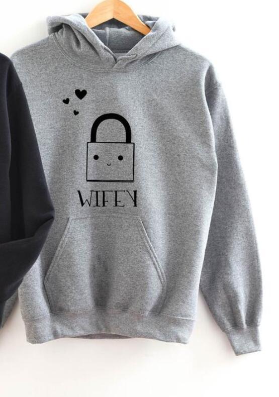 Lock And Key Couple Hooded Pocket Sweatshirt - Minihomy