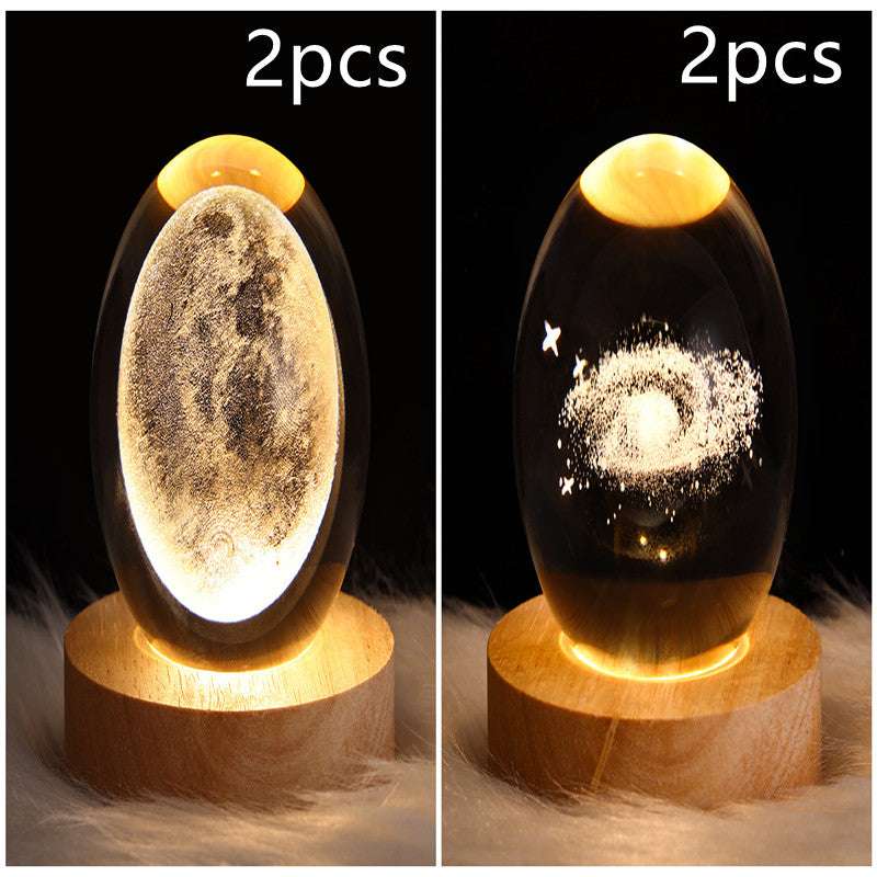 LED Night Light Galaxy Crystal Ball Table Lamp - 3D Planet Moon Lamp for Bedroom Home Decor - Minihomy