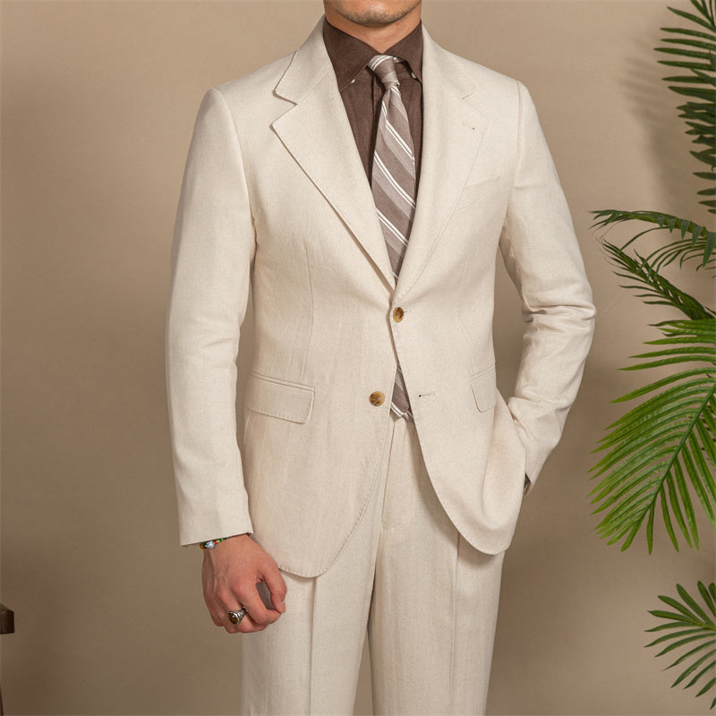 Hemp Texture Half Lined Slim Fit Men's Suit - Minihomy