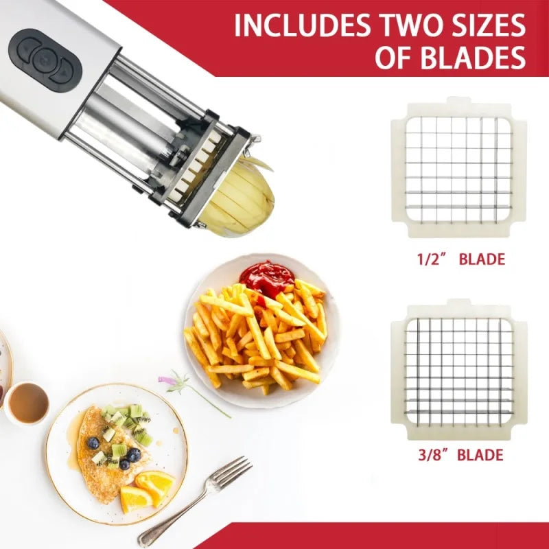 Electric French Fry Cutter - Stainless Steel Vegetable Potato Carrot Slicer - Minihomy