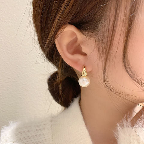 Large Pearl Earrings Simple Double-sided Ear Clip - Minihomy