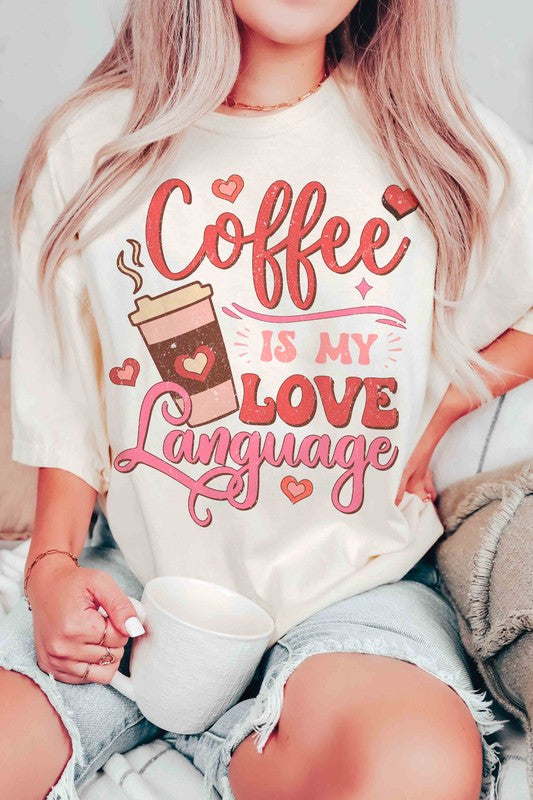 Plus Size - Coffee Is My Love Language Graphic Tee - Minihomy