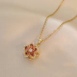 Fashion Rotating Bauhinia Zircon Necklace - Minihomy