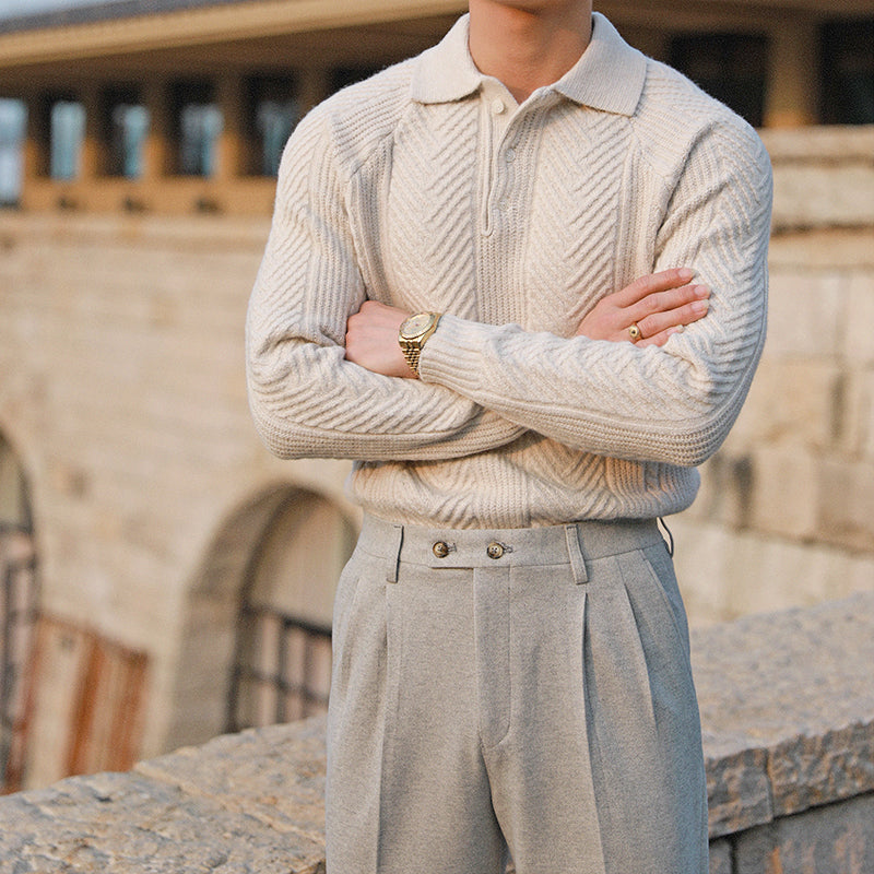 Men's Thickened Warm Base Sweater With Lapel - Minihomy