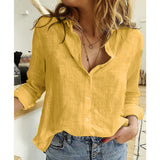 Loose Button Lapel Cardigan Top Long Sleeve Shirt Womens Blouses - Minihomy