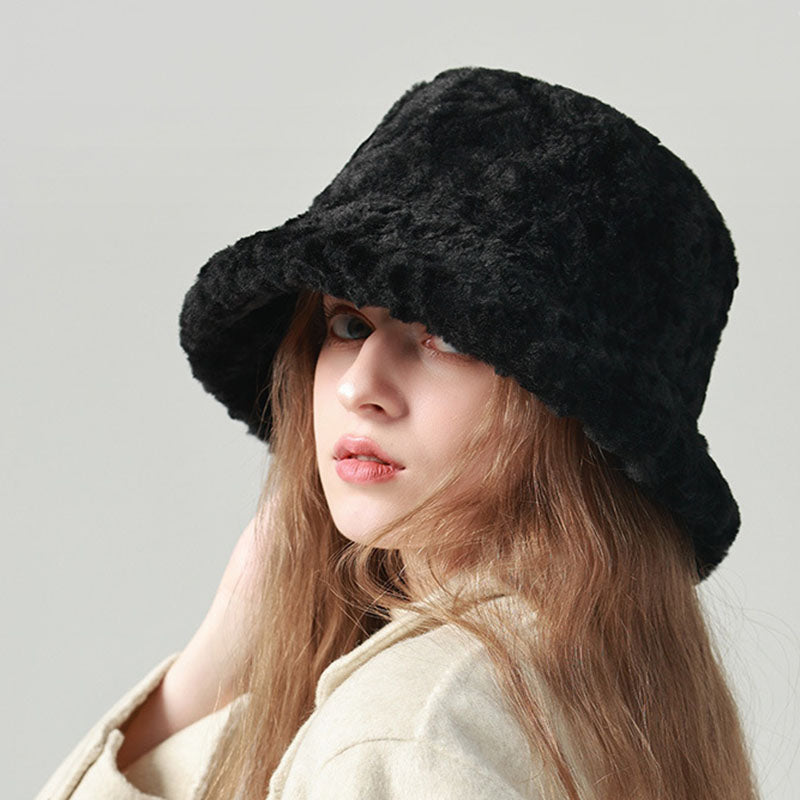 Lambswool Fisherman Hat Winter Warm Solid Color Hats Women - Minihomy