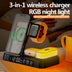 4 In 1 Multifunction Wireless Charger Station With Alarm Clock Display Foldable Stand With RGB Night Light - Minihomy