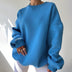 Loose Sweater Women's Casual Round Neck Pullover Tops Solid Color Sports Sweatshirt - Minihomy