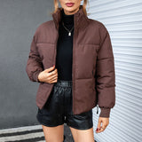 Bread Coat Women's Solid Color Stand Collar Loose Warm Down Jacket - Minihomy