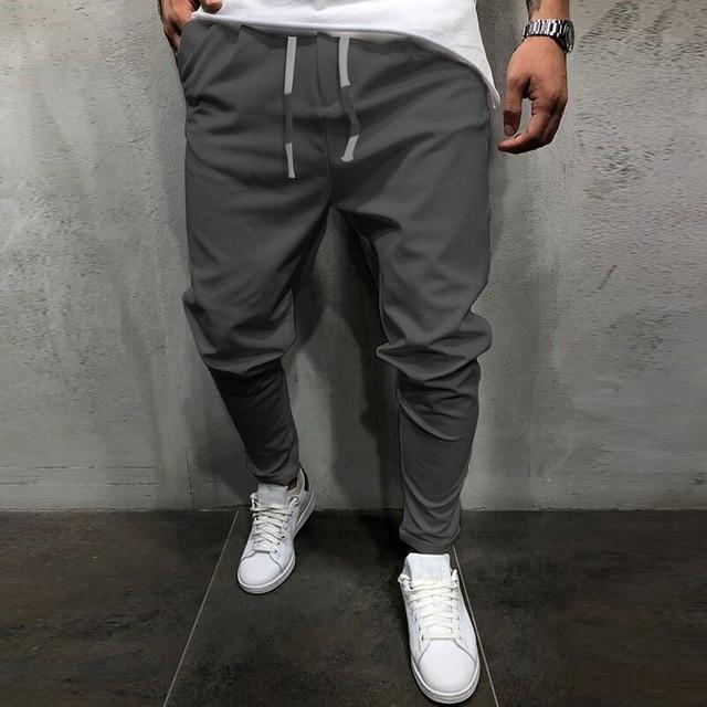 Men's Pants Solid Color Cropped Pants With Elastic Band - Minihomy