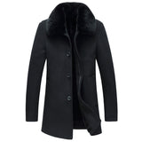 Woolen Coat with Wool Collar for Men