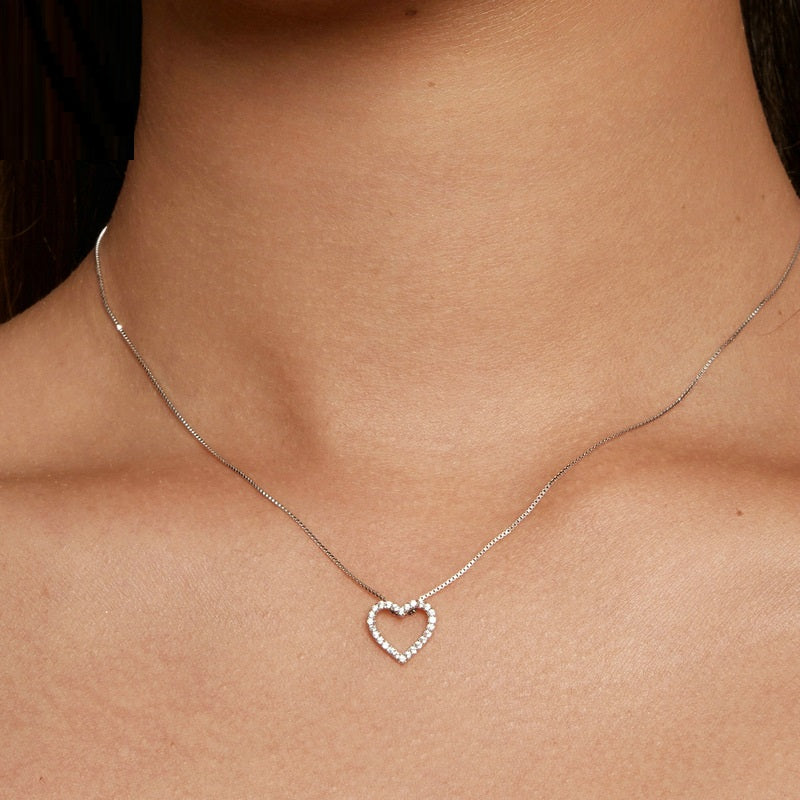 Heart-shaped Moissanite Necklace Simple Classic S925 Sterling Silver - Minihomy