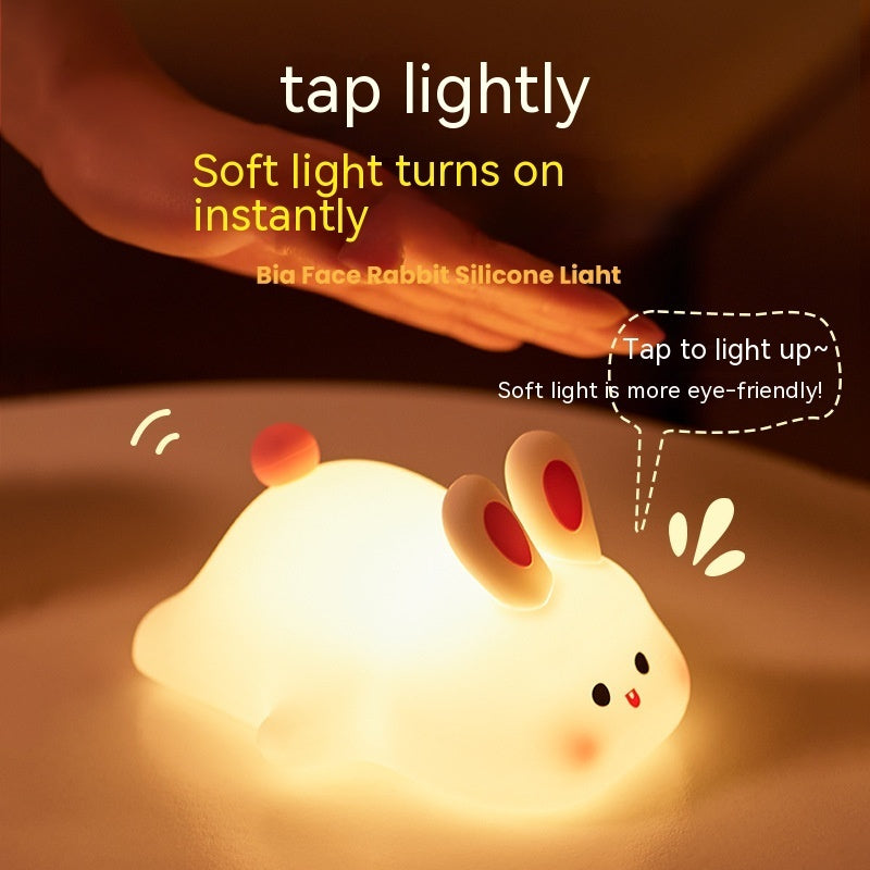 Cute Rabbit LED Night Light - Touch Sensor, Silicone, Christmas Gift for Kids - Minihomy