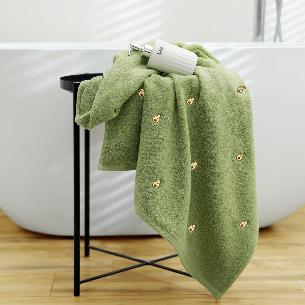 Full Embroidery Avocado Cotton Bath Towel - Minihomy