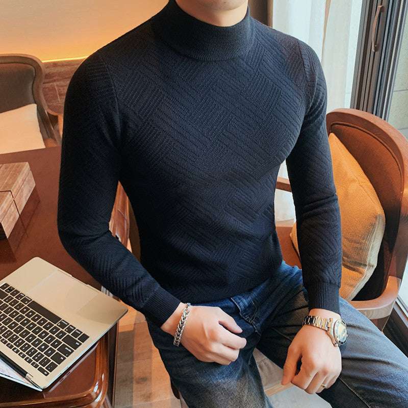 Men's Casual Solid Color Slim-fit Half Turtleneck Sweater: Elevate Your Winter Wardrobe - Minihomy