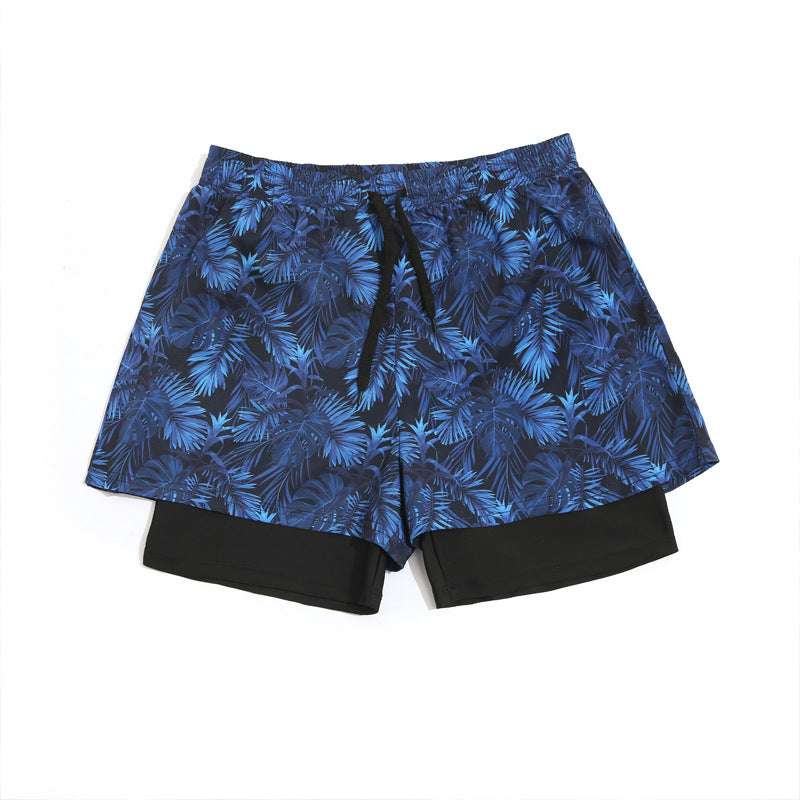 Loose Swimming Trunks Summer Printed Double Layer Beach Shorts - Minihomy