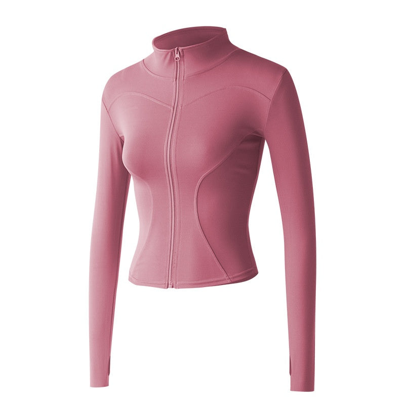 Quick-Drying Long Sleeve Yoga Sports Jacket - Slim Fit Outerwear for Fitness and Running