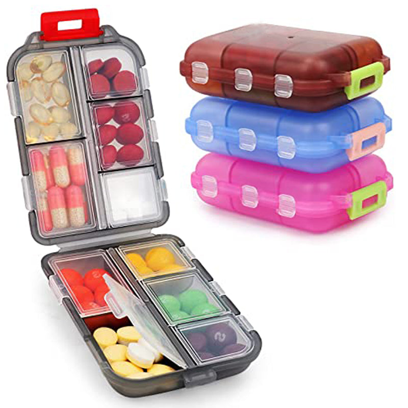 Travel Pill Organizer 10 Grid Moisture-Proof Pills Box