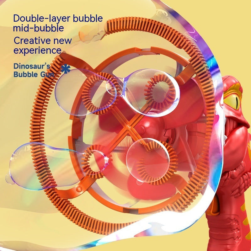 Dinosaur Bubble Machine Toy for Kids - Handheld Bubble Gun with Fan - Minihomy