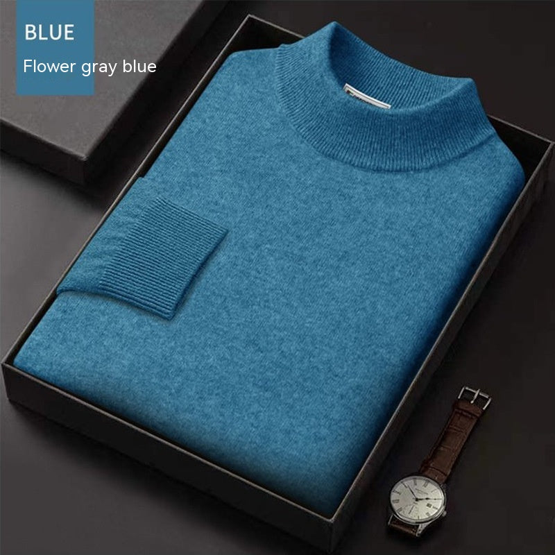 Fall Winter Men Half-Collar Wool Sweater - Minihomy