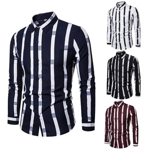 Men's Lapels Business Slim-fit Long-sleeved Shirt - Minihomy