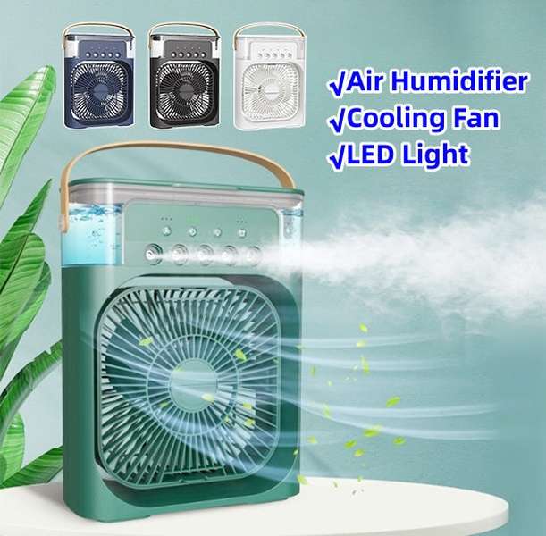 3-in-1 Air Humidifier Cooling USB Fan with LED Night Light - Minihomy