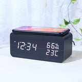 Smart Wireless Charging Wooden Alarm Clock Creative Wooden