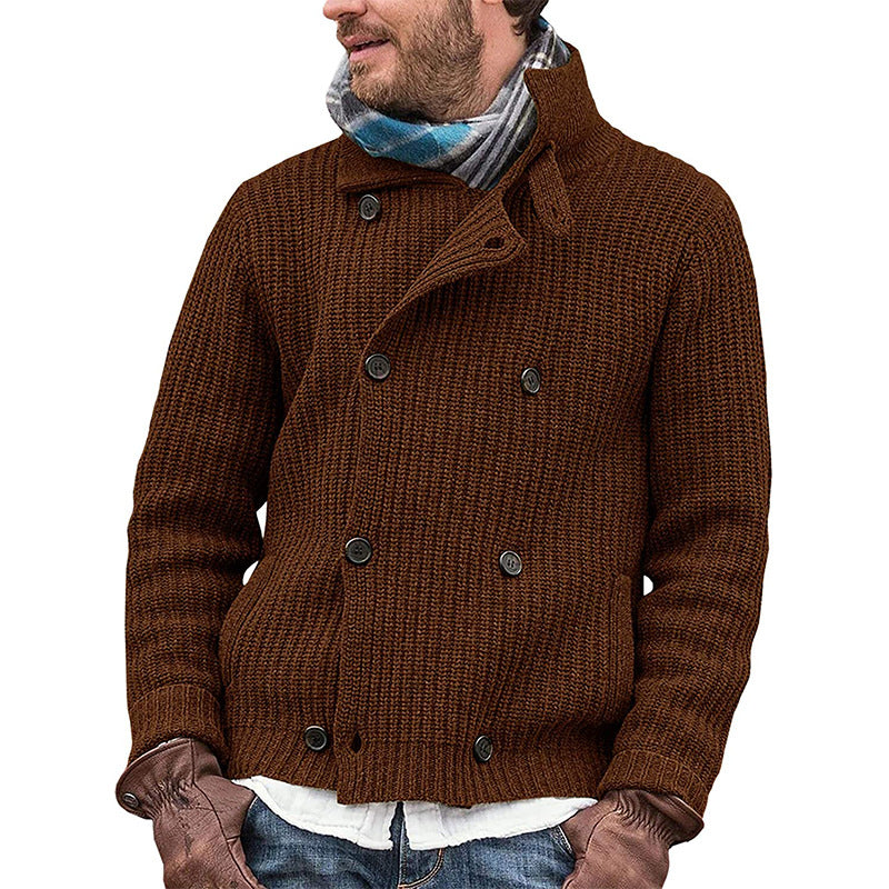 Sweater Men's Solid Color Button Knit Jacket