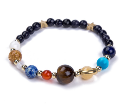 Universe Galaxy Eight Planets Solar System Guardian Star Natural Stone Beads Bracelet