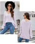 Long Sleeve Sweater With Pocket Solid Color V-neck Pullover Knitwear Women Tops - Minihomy