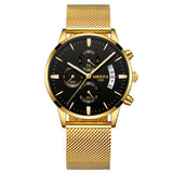 Waterproof Full Steel Quartz Gold Clock Men