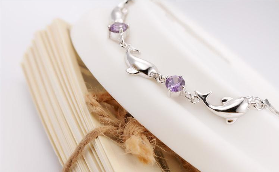 925 Silver Bracelets Accessories Crystal Dolphin Lady Jewelry - Minihomy