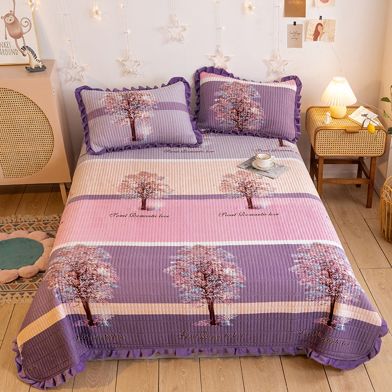 Crystal Velvet Bed Cover With Warm Quilted Sheets Korean Style - Minihomy